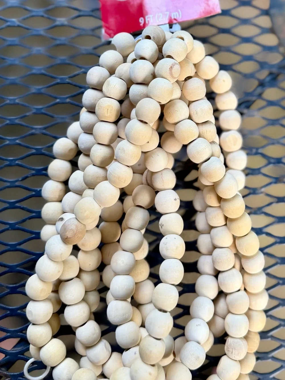 Holiday Garland, Natural Wood Beaded